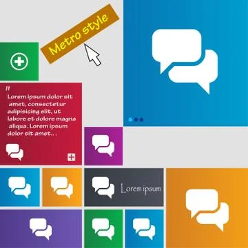Speech bubble, Think cloud icon sign. Metro style buttons. Modern interface w Stock Illustration
