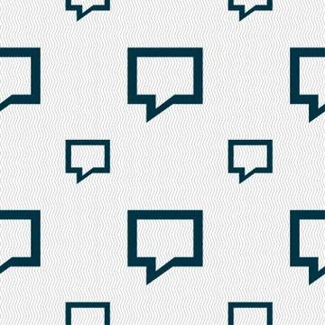Speech bubble, Think cloud icon sign. Seamless pattern with geometric texture Stock Illustration