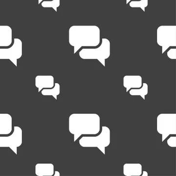 Speech bubble, Think cloud icon sign. Seamless pattern on a gray background.  Stock Illustration