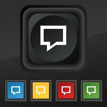 Speech bubble, Think cloud icon symbol. Set of five colorful, stylish buttons on Stock Illustration