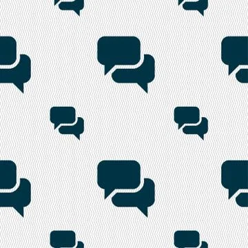 Speech bubble, Think cloud icon sign. Seamless pattern with geometric texture. 스톡 일러스트