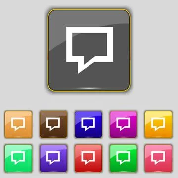 Speech bubble, Think cloud icon sign. Set with eleven colored buttons for your s Stock Illustration