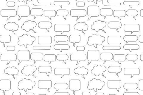 Speech Bubble Thought Cloud Chat Balloon Outline Vector Collection Stock Illustration