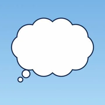 Speech bubble thought cloud illustration on light blue background Stock Illustration