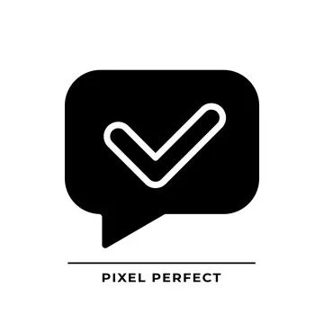 Speech bubble with tick black glyph icon Stock Illustration