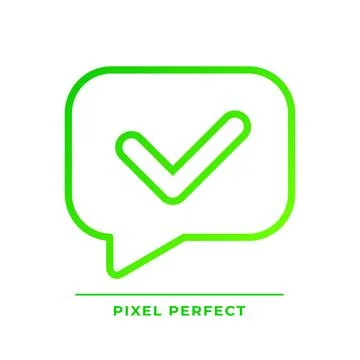 Speech bubble with tick pixel perfect gradient linear vector icon Stock Illustration