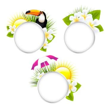 Speech bubble tropical illustrations Stock Illustration