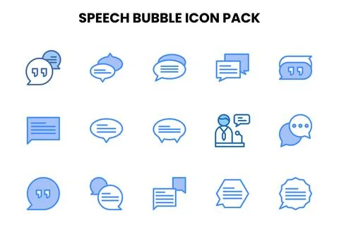 Speech Bubble Two Colour Bundle Icons Pack Stock Illustration