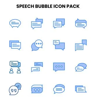 Speech Bubble Two Colour Collection Icons Pack Stock Illustration