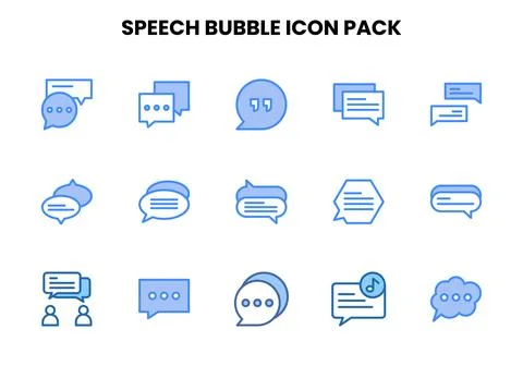Speech Bubble Two Colour Collection Icons Pack Stock Illustration