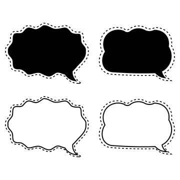 Speech Bubble Vector Set with Outline and Black Silhouette Illustration