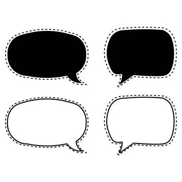 Speech Bubble Vector Set with Outline and Black Silhouette 스톡 일러스트