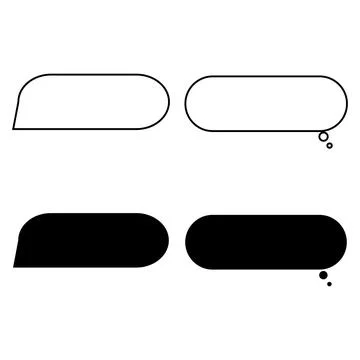 Speech Bubble Vector Set with Outline and Black Silhouette Illustration