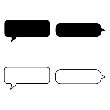 Speech Bubble Vector Set with Outline and Black Silhouette Stock Illustration