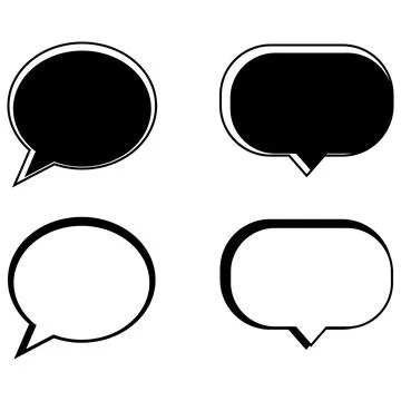 Speech Bubble Vector Set with Outline and Black Silhouette 스톡 일러스트