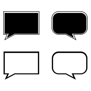 Speech Bubble Vector Set with Outline and Black Silhouette 스톡 일러스트