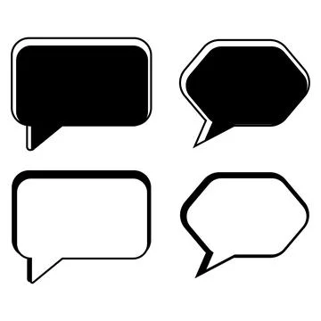 Speech Bubble Vector Set with Outline and Black Silhouette Stock Illustration