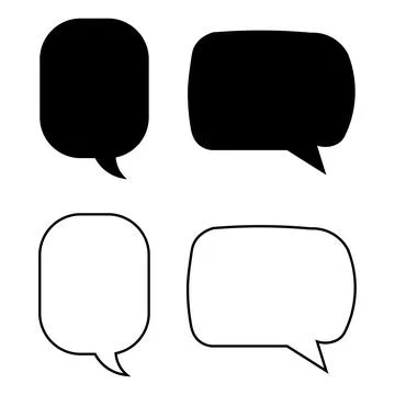 Speech Bubble Vector Set with Outline and Black Silhouette 스톡 일러스트