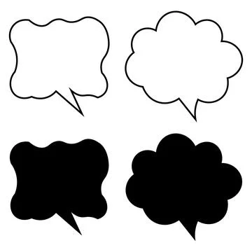 Speech Bubble Vector Set with Outline and Black Silhouette Stock Illustration