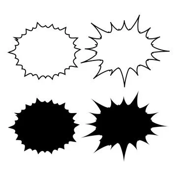 Speech Bubble Vector Set with Outline and Black Silhouette Stock Illustration