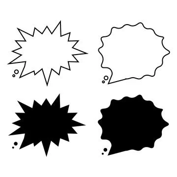 Speech Bubble Vector Set with Outline and Black Silhouette Stock Illustration