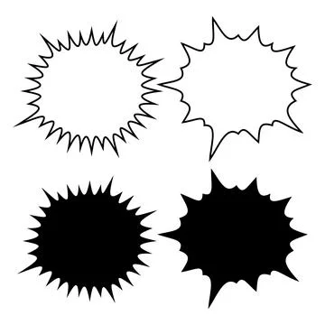 Speech Bubble Vector Set with Outline and Black Silhouette Stock Illustration