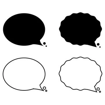 Speech Bubble Vector Set with Outline and Black Silhouette Stock Illustration