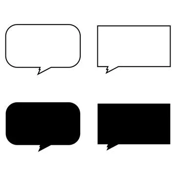 Speech Bubble Vector Set with Outline and Black Silhouette Stock Illustration