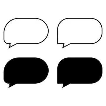 Speech Bubble Vector Set with Outline and Black Silhouette 스톡 일러스트