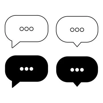 Speech Bubble Vector Set with Outline and Black Silhouette Illustration