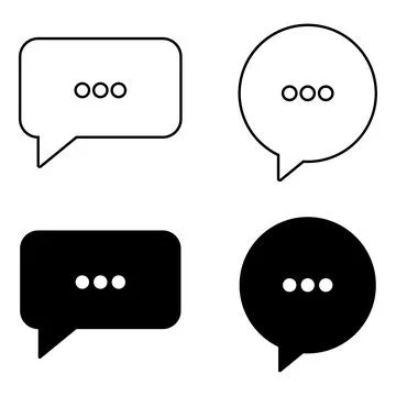 Speech Bubble Vector Set with Outline and Black Silhouette Stock Illustration