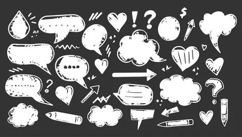 Speech bubble vector set, texture comic talk balloon doodle kit, hand drawn.. Stock Illustration