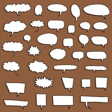 Speech bubble vectors collection - comic book style blank dialog bubble set. Illustrazione stock