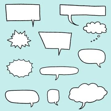 Speech bubble vectors - comic book style blank dialog bubble set. Illustrazione stock