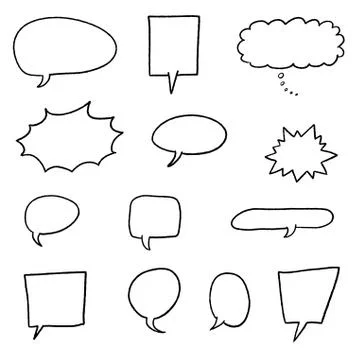Speech bubble vectors - comic book style blank dialog bubble set. Stock Illustration