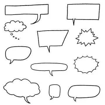 Speech bubble vectors - comic book style blank dialog bubble set. Illustrazione stock
