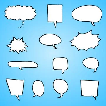 Speech bubble vectors - comic book style blank dialog bubble set. Stock Illustration