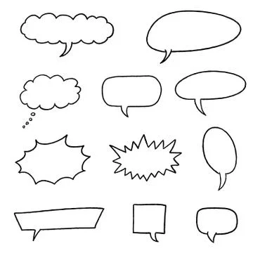 Speech bubble vectors - comic book style blank dialog bubble set. Illustrazione stock