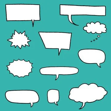 Speech bubble vectors - comic book style blank dialog bubble set. Stock Illustration
