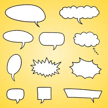 Speech bubble vectors - comic book style blank dialog bubble set. Stock Illustration