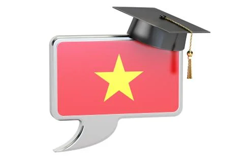 Speech bubble with Vietnamese flag learning concept 3D rendering Stock Illustration