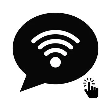 Speech bubble with wireless internet signal icon for connectivity Stock Illustration
