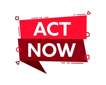 Speech bubble with the word Act Now. Act Now red label. Vector stock Illustrazione stock
