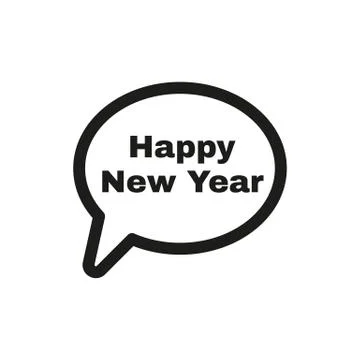 The speech bubble with the word happy new year icon. Celebration and  holiday Stock Illustration