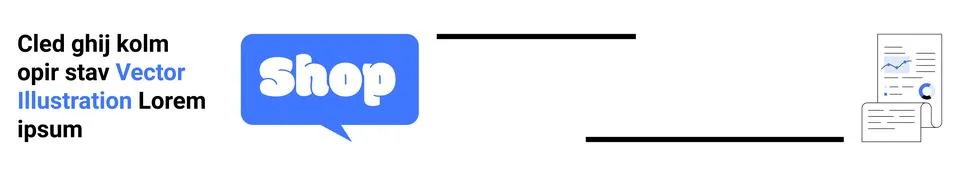 Speech bubble with word Shop linking to data analytics page displaying bar gr イラスト素材