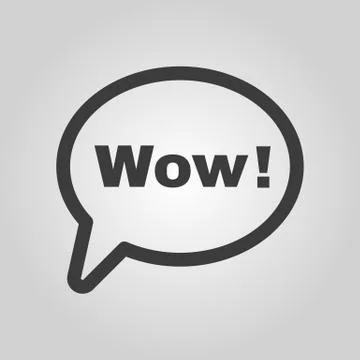 The speech bubble with the word wow icon. Internet and chat, online symbol. Flat Stock Illustration