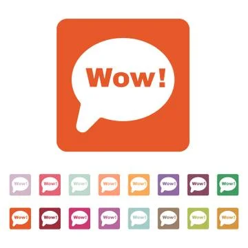 The speech bubble with the word wow icon. Internet and chat, online symbol. Flat Stock Illustration
