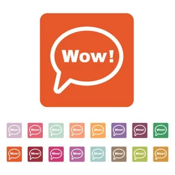 The speech bubble with the word wow icon. Internet and chat, online symbol. Flat Stock Illustration