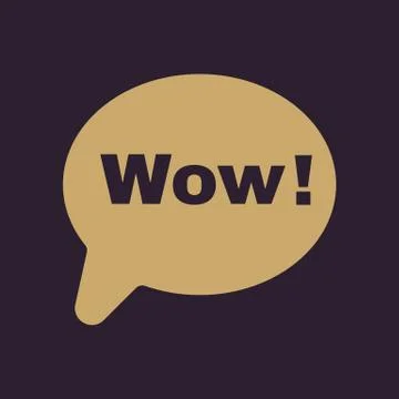 The speech bubble with the word wow icon. Internet and chat, online symbol. Flat Stock Illustration
