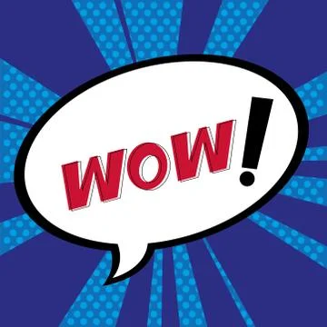 Speech bubble with wow label, pop art style Illustrazione stock